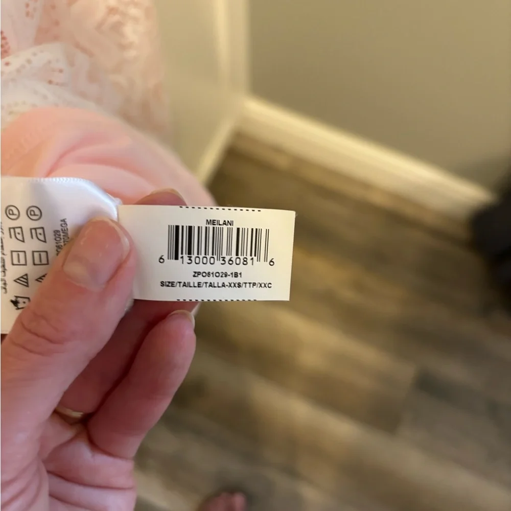 BCBGMAXAZRIA “Meilani” Lace Dress XXS NWT Blush Pink/White High-Low - Picture 8 of 11